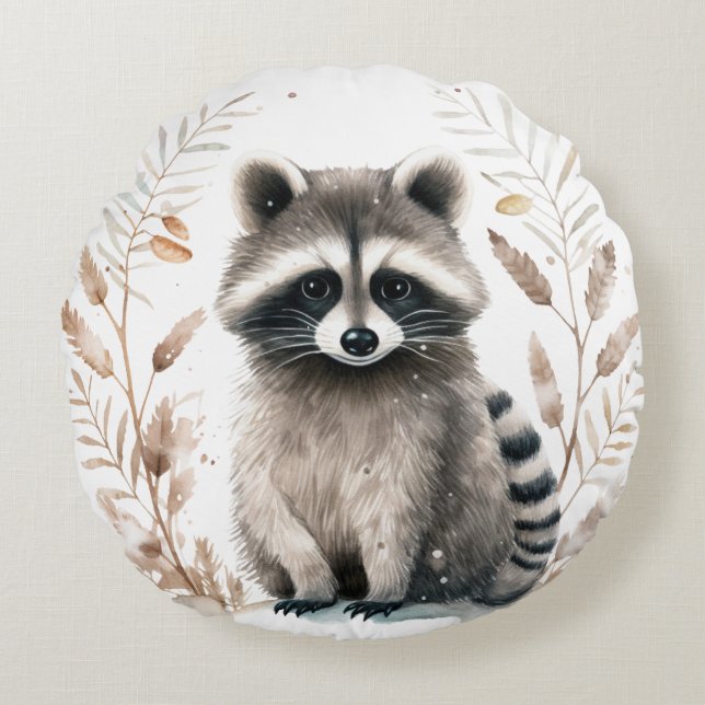 Raccoon  round pillow (Front)