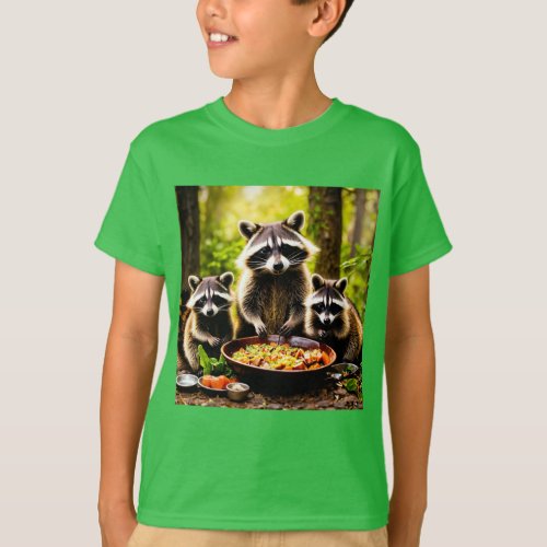 Raccoon Rummage Playful Encounters T_Shirt