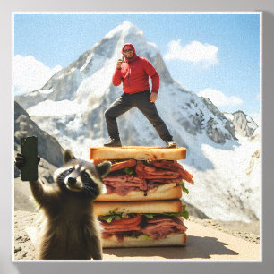 Raccoon Selfie 4 Canvas Photo Tile