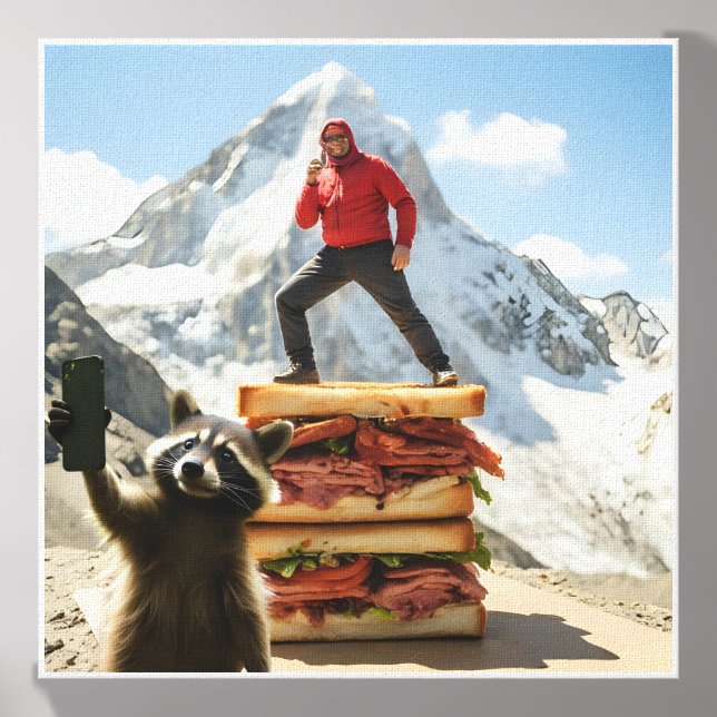 Raccoon Selfie 4 Canvas Photo Tile (Front Set)