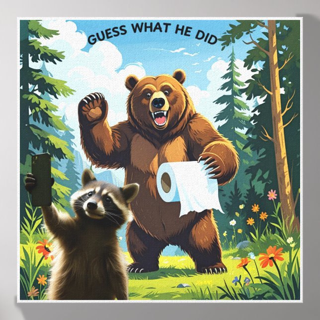 Raccoon Selfie 5 Canvas Photo Tile (Front Set)