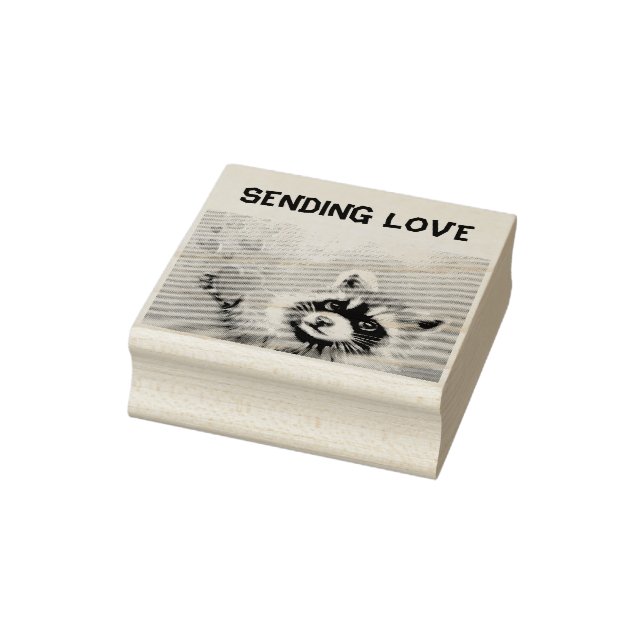 Raccoon Sending Love Rubber Stamp (Stamp)