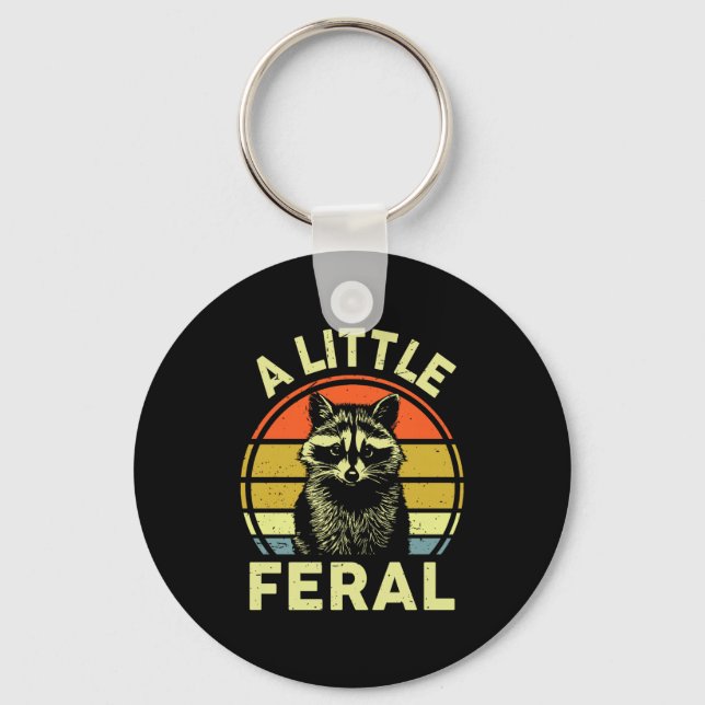 Raccoon-shirt A Little Feral Funny Raccoon Premium Keychain (Front)