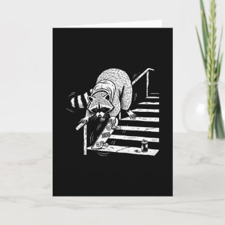 Raccoon Skateboarding On Stair Rail Card