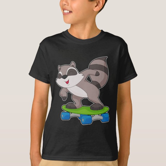 Raccoon Skater Skateboard Sports T-Shirt (Front)