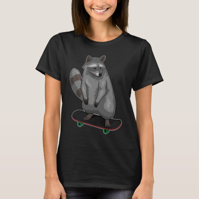 Raccoon Skater Skateboard T-Shirt (Front)