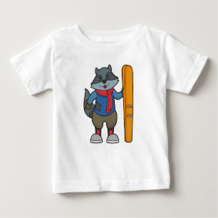 Raccoon Skier Ski Baby T-Shirt