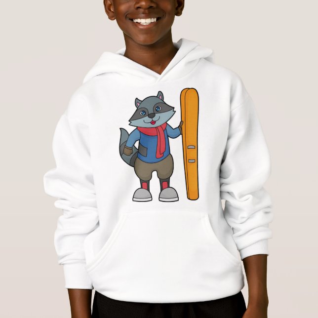 Raccoon Skier Ski Hoodie (Front)