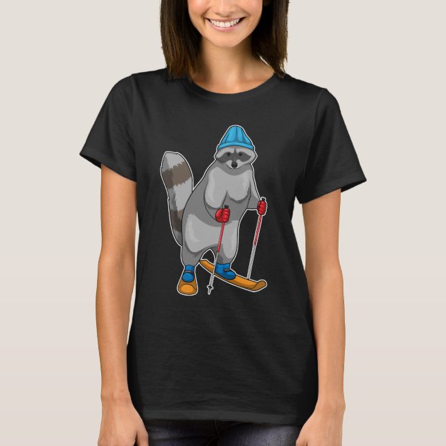 Raccoon Skier Ski T-Shirt (Front)