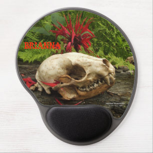 Raccoon skull old log with ferns and red Monarda Gel Mouse Pad