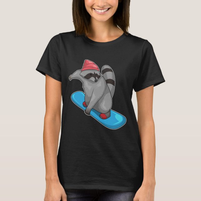 Raccoon Snowboard Winter sports T-Shirt (Front)