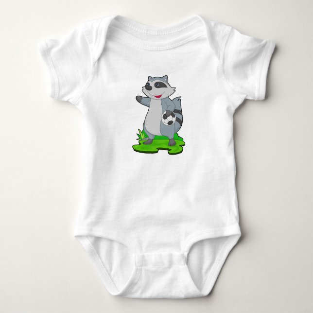 Raccoon Soccer player Soccer Baby Bodysuit (Front)