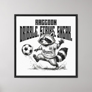 "Raccoon Soccer Star - Dribble Strike Sneak " Canvas Print
