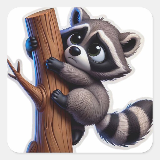 raccoon square sticker (Front)