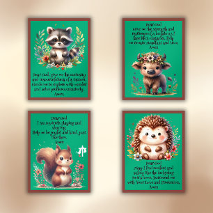 Raccoon, Squirrel, Buffalo, Hedgehog Christian   Wall Art Sets