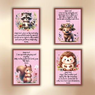 Raccoon, Squirrel, Buffalo, Hedgehog Christian Wall Art Sets