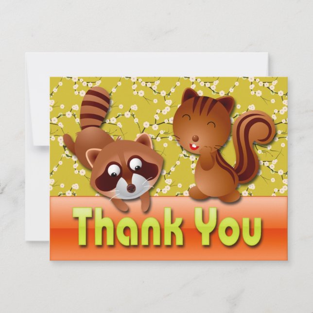 RACCOON & SQUIRREL THANK YOU NOTE CARD (Front)
