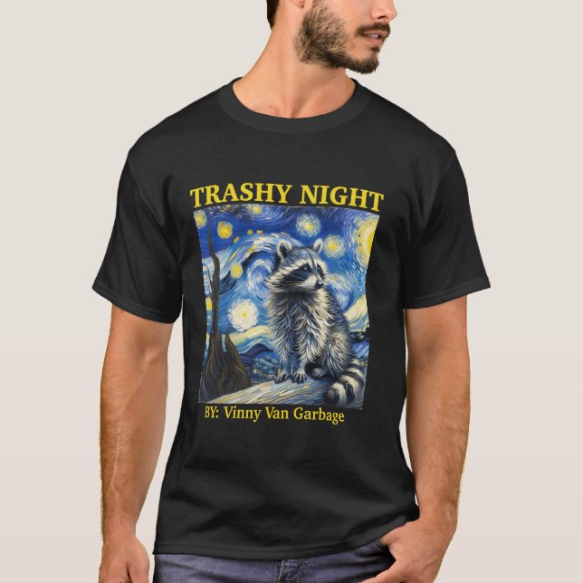 Raccoon Starry Night Van Funny Racoon Gifts For Me T-Shirt (Front)