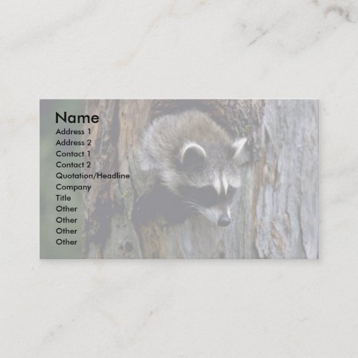 Customizable Raccoon-Summer-youngster in hollow tree Business Card Template