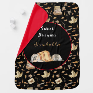 Raccoon Sweet Fall Customize Text and Color Baby Blanket