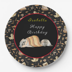 Raccoon Sweet Fall Customize Text and Color Paper Plates