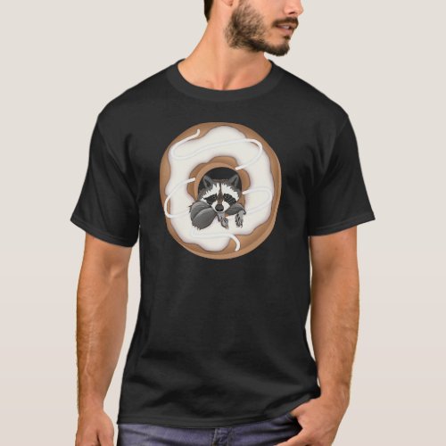 Raccoon sweet tooth Yummy donut with white glaze T_Shirt