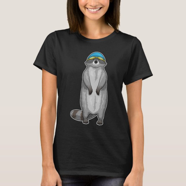 Raccoon Swimming Swimming cap T-Shirt (Front)
