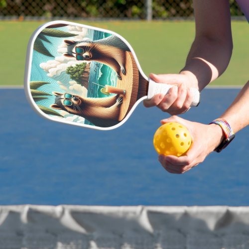 Raccoon Tea Party Pickleball Paddle