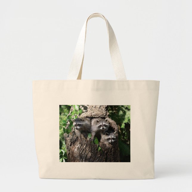 Raccoon - The Three Amigos Large Tote Bag (Front)