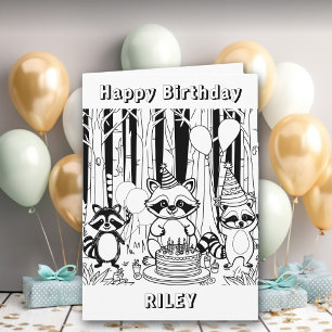 Raccoon Themed Happy Birthday Personalized Card