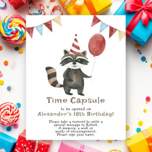 Raccoon Time Capsule 1st birthday Poster
