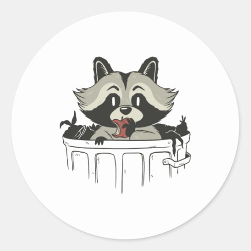 raccoon trash classic round sticker
