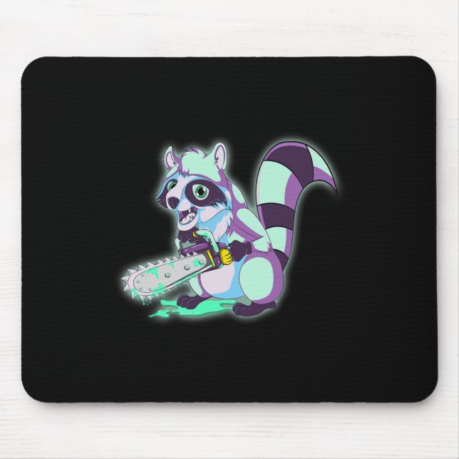Raccoon Trash Panda Scary Vaporwave 80s Animal Spo Mouse Pad (Front)