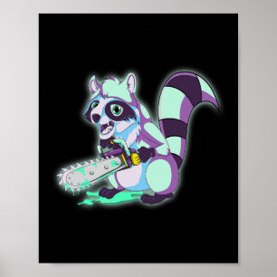 Raccoon Trash Panda Scary Vaporwave 80s Animal Spo Poster