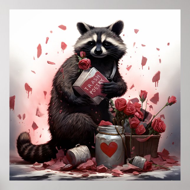 Raccoon trash poetry Valentines day Poster (Front)