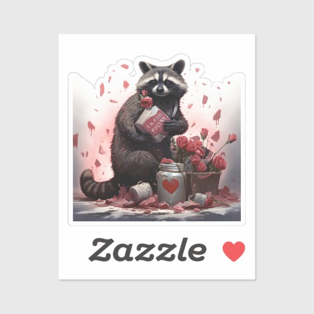 Raccoon trash poetry Valentines day Sticker (Sheet)