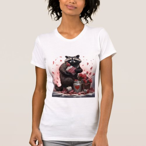 Raccoon trash poetry Valentines day T_Shirt