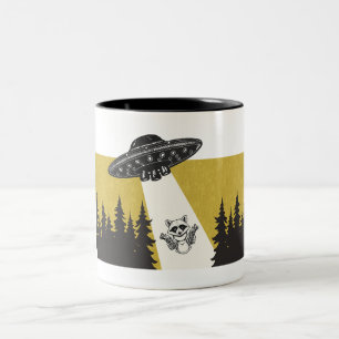 Raccoon UFO Two-Tone Coffee Mug