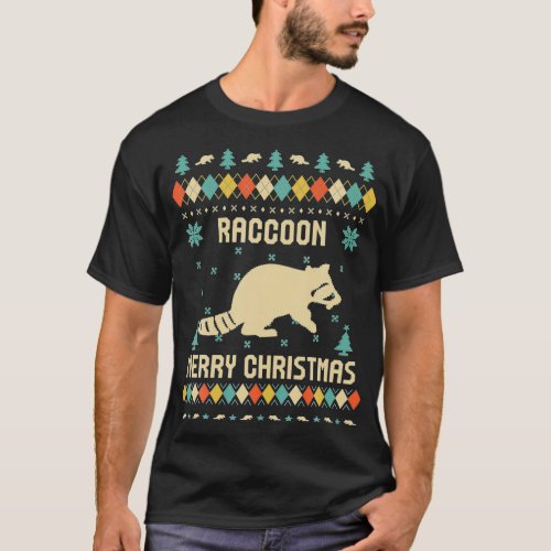 RACCOON Ugly Christmas Sweater Retro Classic TShir