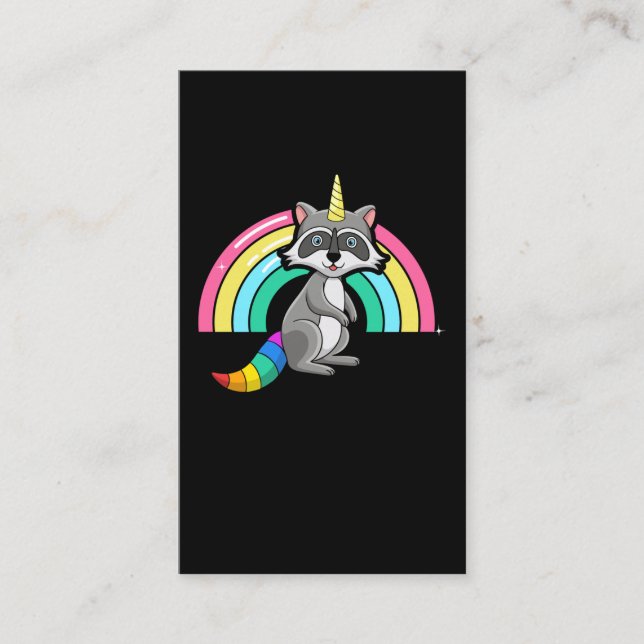 Raccoon Unicorn Cute Rainbow Animal Business Card (Front)