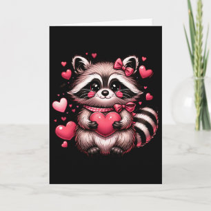Raccoon Valentine Hearts  Card