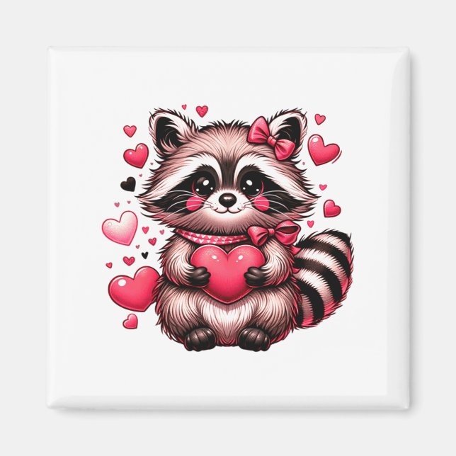 Raccoon Valentine Hearts  Magnet (Front)