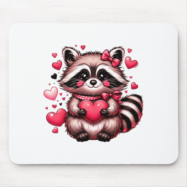 Raccoon Valentine Hearts  Mouse Pad (Front)
