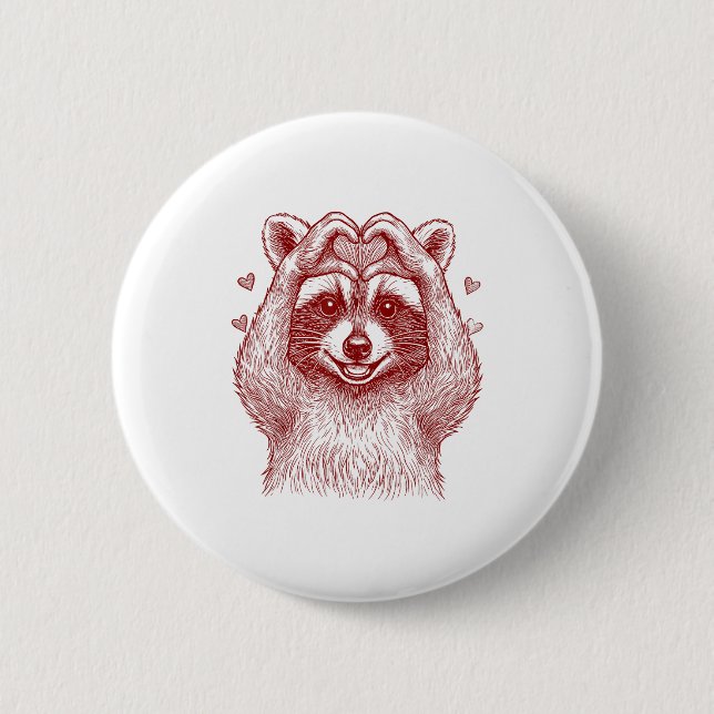 Raccoon Valentines Day Funny Feral Raccoon Love He Button (Front)