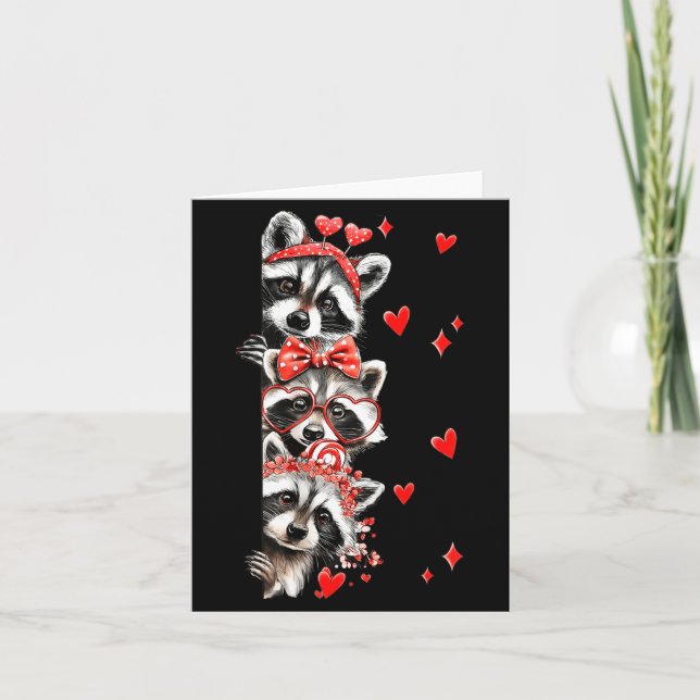 Raccoon Valentines Day Funny Feral Raccoon Love He Card (Front)