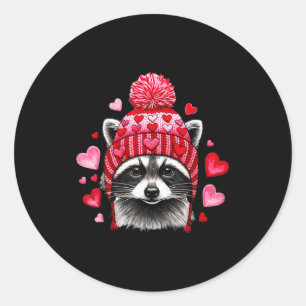 Raccoon Valentines Day Funny Feral Raccoon Love He Classic Round Sticker