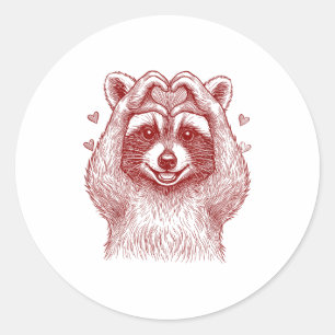 Raccoon Valentines Day Funny Feral Raccoon Love He Classic Round Sticker