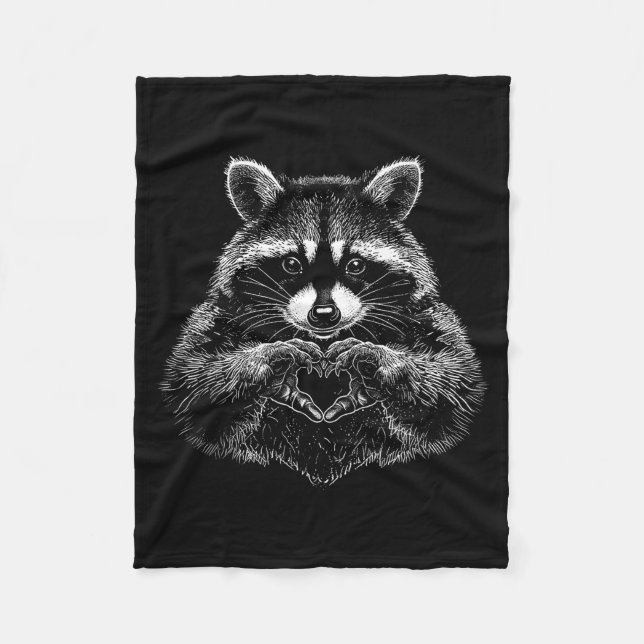 Raccoon Valentines Day Funny Feral Raccoon Love He Fleece Blanket (Front)