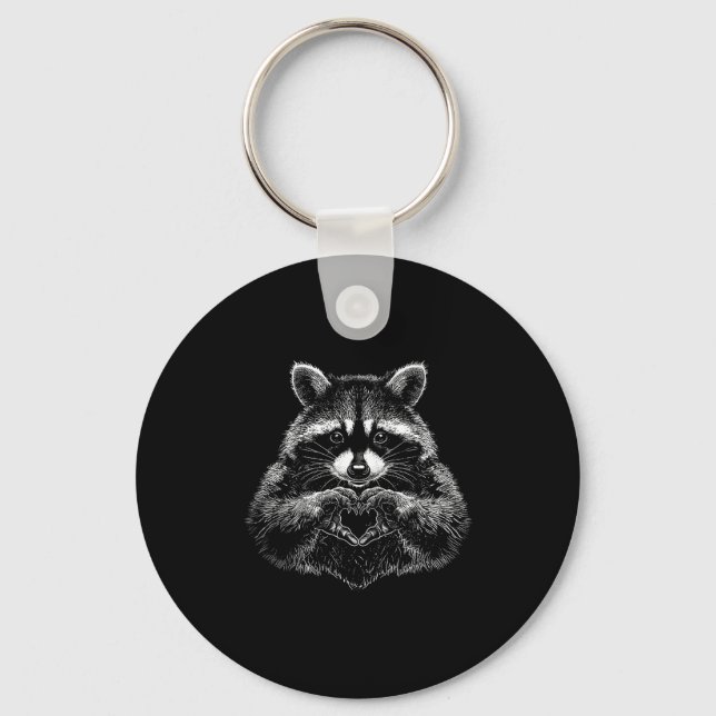 Raccoon Valentines Day Funny Feral Raccoon Love He Keychain (Front)