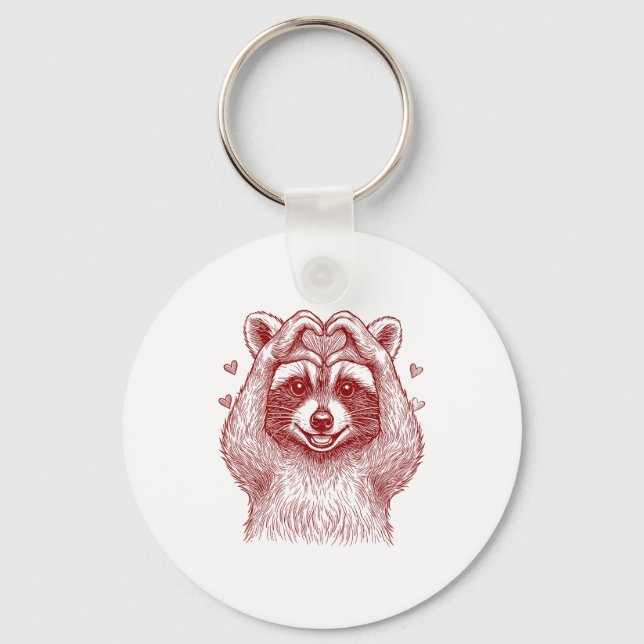 Raccoon Valentines Day Funny Feral Raccoon Love He Keychain (Front)